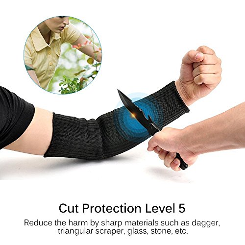 Yosoo 1 par Kevlar Manga Brazo de Protección / Antebrazo Tirador Anti-Cortar Resistente a Quemaduras Brazo Manga - Negro