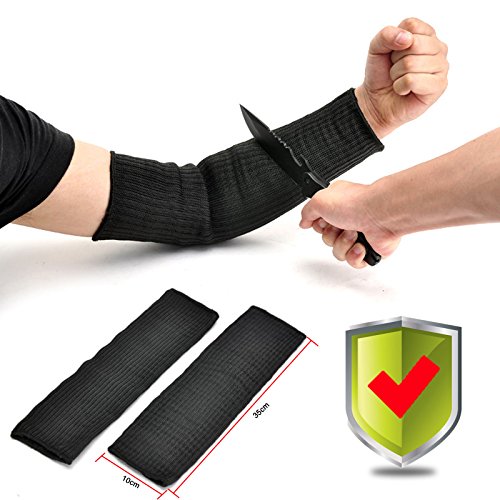 Yosoo 1 par Kevlar Manga Brazo de Protección / Antebrazo Tirador Anti-Cortar Resistente a Quemaduras Brazo Manga - Negro