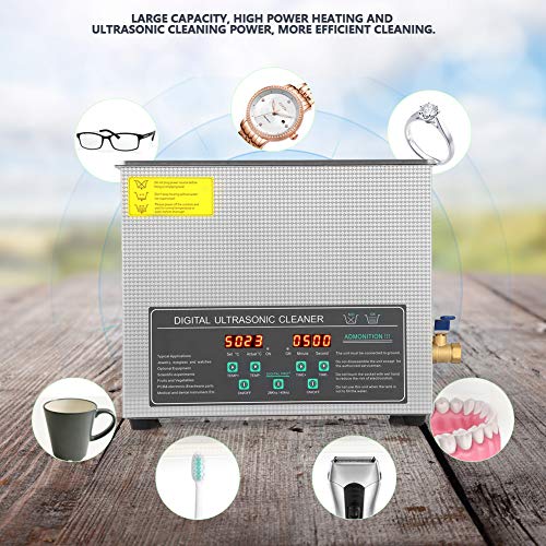Yosoo Health Gear Limpiador ultrasónico, Limpiador ultrasónico Digital 6L, Limpiador ultrasónico Digital de Acero Inoxidable de Doble frecuencia 6L Máquina de Limpieza Enchufe de la UE 220V