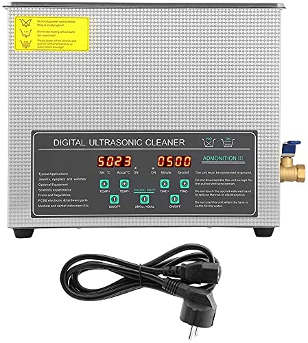 Yosoo Health Gear Limpiador ultrasónico, Limpiador ultrasónico Digital 6L, Limpiador ultrasónico Digital de Acero Inoxidable de Doble frecuencia 6L Máquina de Limpieza Enchufe de la UE 220V