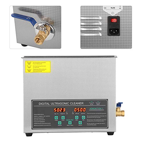 Yosoo Health Gear Limpiador ultrasónico, Limpiador ultrasónico Digital 6L, Limpiador ultrasónico Digital de Acero Inoxidable de Doble frecuencia 6L Máquina de Limpieza Enchufe de la UE 220V