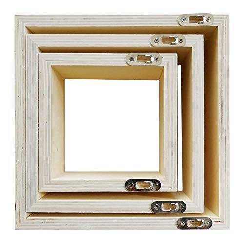 Youdoit 3 pequeños estantes de Madera Cuadrados 22 x 22 x 8 cm