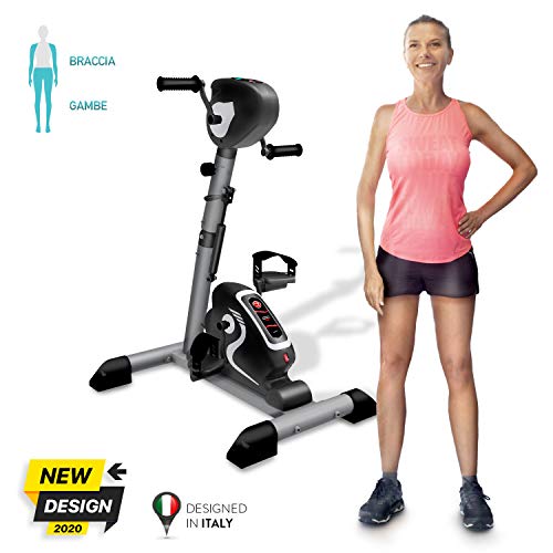 YOUR MOVE Mini Bike doble pedal, bicicleta estática para gimnasia activa, rehabilitación, utilizable con y sin motor, 12 velocidades, 6 programas, temporizador, distancia, calorías, mando a distancia