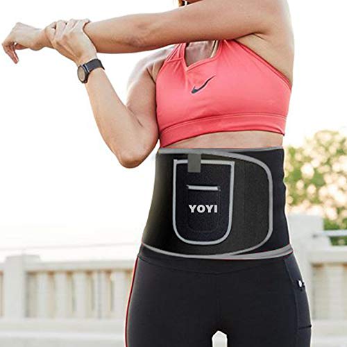 YOYI Faja Reductora Mujer y Hombre,Faja Adelgazante,Faja para Gimnasio de Neopreno, con Bolsillo portátil,Cinturón Lumbar Abdominal para Sudar y Hacer Deporte,Fitness y Proteger los lumbares (L)