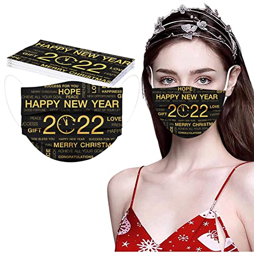 YpingLonk 10 Desechables para Adultos Serie de Feliz año Nuevo 2022 Feliz Navidad, Agradable a la Piel y cómodo Adecuado para Salir, IR de Fiesta