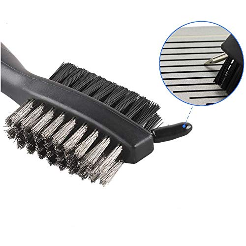 ysister 2 Piezas Limpiador de Palos de Golf, Cepillo Limpiar Palos Golf, Doble Cara Nylon y Acero Brush Golf con Retráctil Tirolina Mosquetón para Limpiar Zapatos De Cabeza De Club