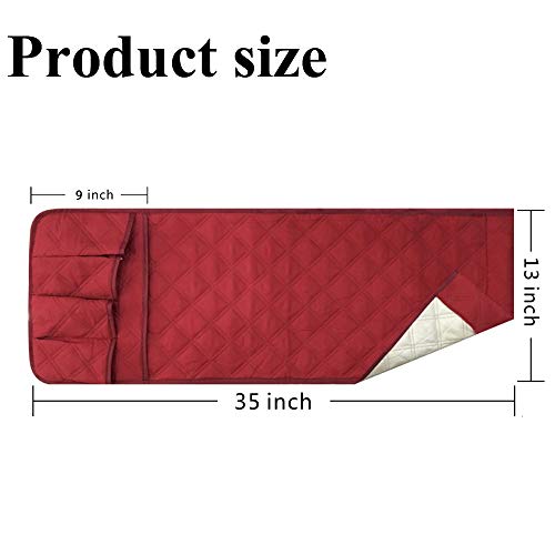 YuamMei Sillón Sofá antideslizante y antideslizante Organizador para reposabrazos de sofá, con 5 bolsillos para teléfono, libro, control remoto de TV (rojo)