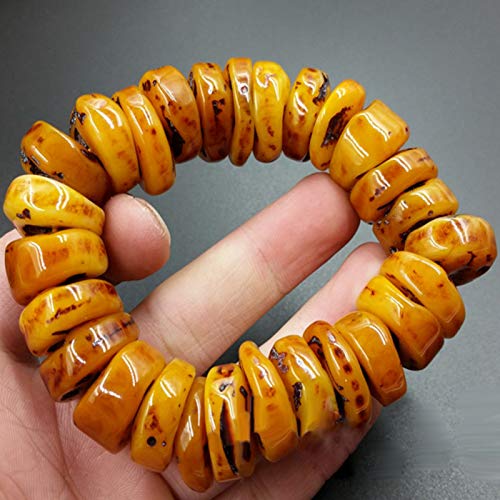 YUANMAO Moda Ábaco de cera de abejas ámbar natural con cuentas Pulsera de mano accesorio regalo,