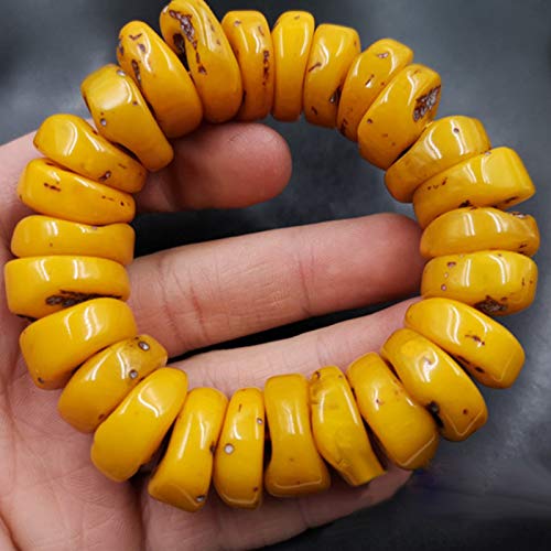 YUANMAO Moda Ábaco de cera de abejas ámbar natural con cuentas Pulsera de mano accesorio regalo,