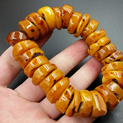 YUANMAO Moda Ábaco de cera de abejas ámbar natural con cuentas Pulsera de mano accesorio regalo,