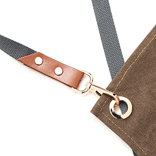 YUENA CARE Delantal Trabajo, Delantal de Cocina Ajustable Mandil de Lona Duradero para Cocinero Camarero Servidores Baristas, con Bolsillos, para Mujer y Hombre #1