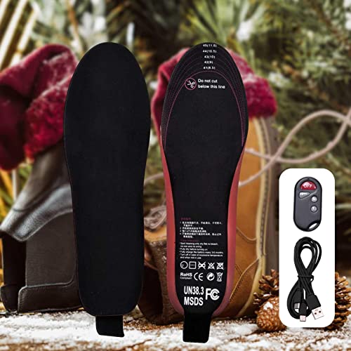 Yujue Plantillas Térmicas Recargables USB Plantillas De Calzado Eléctricos Calentadores De Pies Térmicos con Control Remoto para Pesca De Esquí De Travesía, 3 Instelbare Temperature