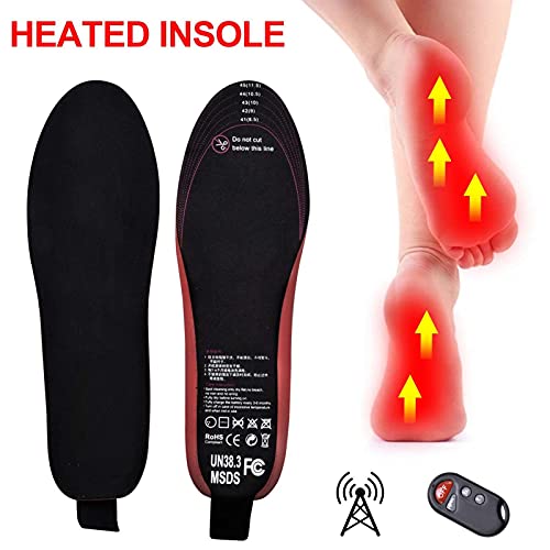 Yujue Plantillas Térmicas Recargables USB Plantillas De Calzado Eléctricos Calentadores De Pies Térmicos con Control Remoto para Pesca De Esquí De Travesía, 3 Instelbare Temperature
