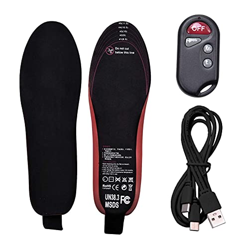 Yujue Plantillas Térmicas Recargables USB Plantillas De Calzado Eléctricos Calentadores De Pies Térmicos con Control Remoto para Pesca De Esquí De Travesía, 3 Instelbare Temperature