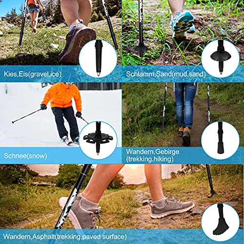 yumcute bastones de trekking paquete de 2 bastones de senderismo ajustables de aluminio ligero 7075 bastones de caminar con agarre de espuma plegable para personas mayores, trekking, senderismo, esquí