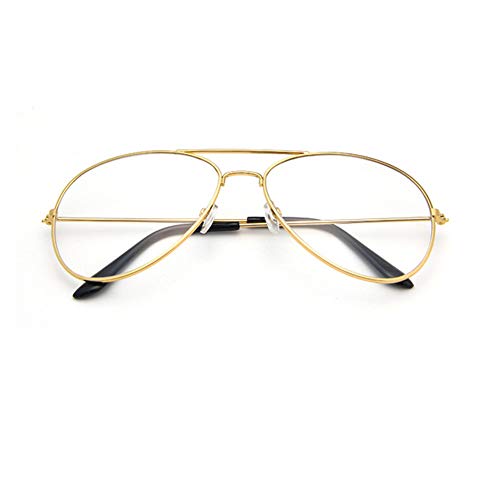 YUNCAT Montura Gafas de Aviador para Hombre y Mujer con Montura de Metal-acero Fino Retro Vintage Lente Transparente Visión Clara