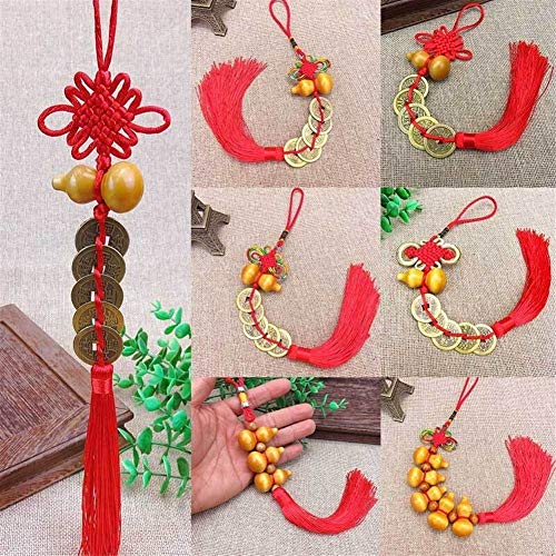 YUNGYE Llavero 1Pcs Rojo Nudo Chino Cinco Emperador Dinero Colgante Decoración Afortunada del Encanto Antiguo De La Moneda Buena Fortuna Accesorios del Coche (Color : Style 7)