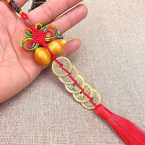 YUNGYE Llavero 1Pcs Rojo Nudo Chino Cinco Emperador Dinero Colgante Decoración Afortunada del Encanto Antiguo De La Moneda Buena Fortuna Accesorios del Coche (Color : Style 7)