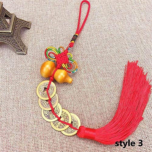 YUNGYE Llavero 1Pcs Rojo Nudo Chino Cinco Emperador Dinero Colgante Decoración Afortunada del Encanto Antiguo De La Moneda Buena Fortuna Accesorios del Coche (Color : Style 7)