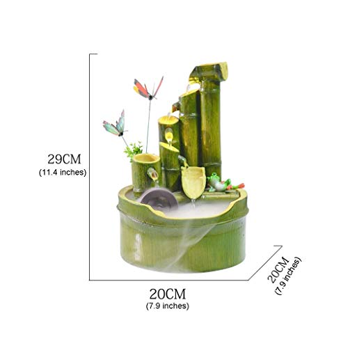 yunyu Fuente de Interior Fuente de Agua Fuente de Interior Resina Bambú Zen Caño de jardín Interior/Exterior 7.9 Pulgadas Base Plana Redonda Liso Resistente a la Fractura Estilo Natural Decoración de