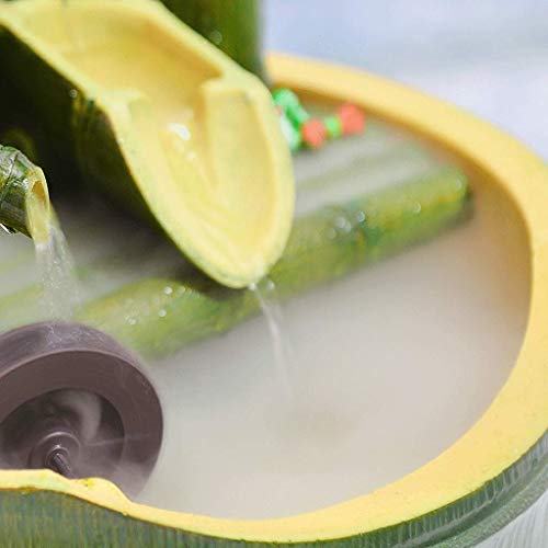 yunyu Fuente de Interior Fuente de Agua Fuente de Interior Resina Bambú Zen Caño de jardín Interior/Exterior 7.9 Pulgadas Base Plana Redonda Liso Resistente a la Fractura Estilo Natural Decoración de