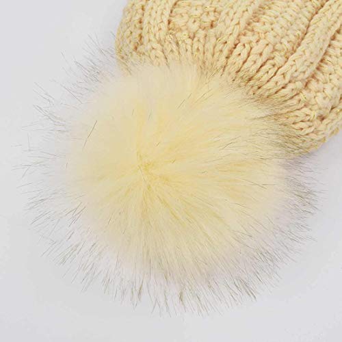 Yuson Girl Conjunto de gorro y bufanda de punto, forro polar de invierno, forro de lana Beanie Hat, calentadores de cuello para mujeres (Caqui)