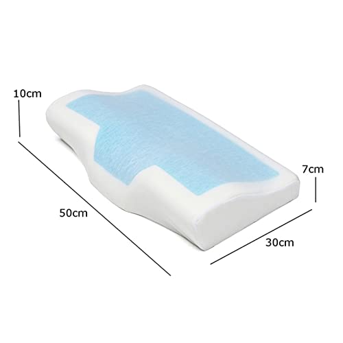 YUSWPX Verano Mariposa Memoria Espuma Almohada Hielo refrigeración Gel Almohada Cervical Proteger Masaje Almohadas ortopédicas for Dormir (Color : Butterfly Shape, Size : 50x30x10x7)