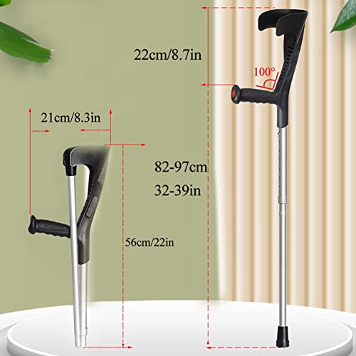 YXW 2 muletas canadienses para antebrazo para Adultos, muletas para Caminar de Aluminio Ajustables y Plegables, para Altura 166-196 cm Hombres y Mujeres, Carga 150 kg, Color Negro