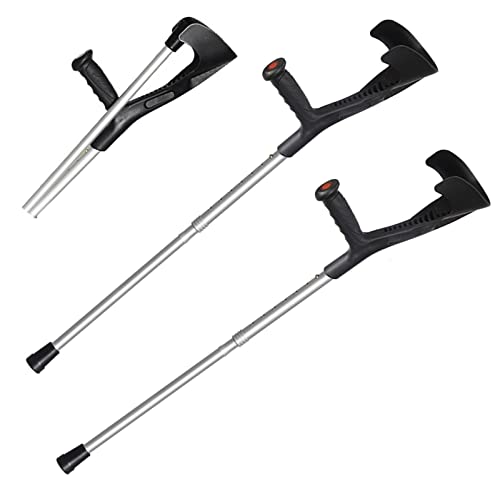 YXW 2 muletas canadienses para antebrazo para Adultos, muletas para Caminar de Aluminio Ajustables y Plegables, para Altura 166-196 cm Hombres y Mujeres, Carga 150 kg, Color Negro