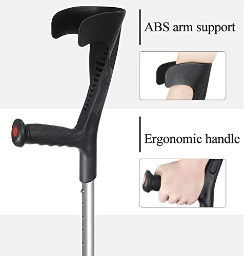 YXW 2 muletas canadienses para antebrazo para Adultos, muletas para Caminar de Aluminio Ajustables y Plegables, para Altura 166-196 cm Hombres y Mujeres, Carga 150 kg, Color Negro
