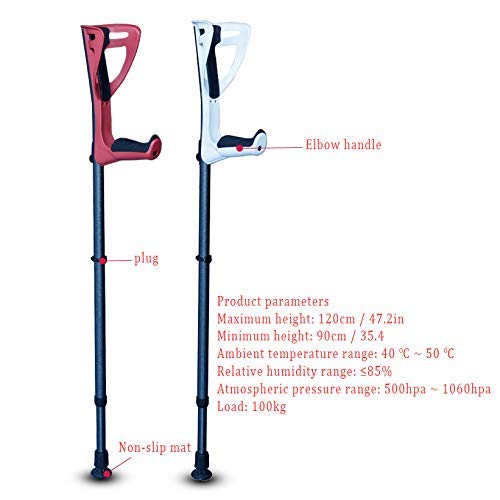 YYAI-HHJU (1 Unidad) De Muletas Ergonómicas para El Antebrazo: Ajustables para Adultos, Plegables, Ergonómicas, Amortiguadoras, Antideslizantes, Plataformas De Reposo para Las Rodillas, Color Blanco