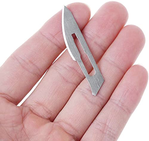 YYLE 1 juego 10 piezas 23 # cuchillas de bisturí quirúrgico de acero al carbono con 1 pieza 4 # mango bisturí herramienta de corte DIY reparación de PCB