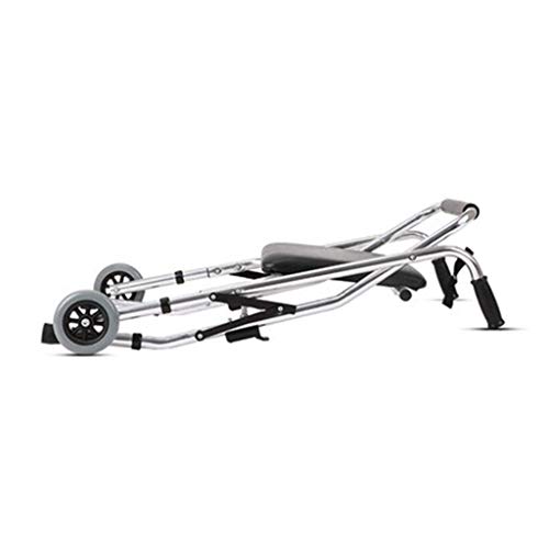 Z-DYQ Marco para Caminar, Plegable Ligero Rodillo de Dos Ruedas Rodillo de Aluminio con Asiento Acolchado Mango ergonómico - Altura Ajustable, Ahorro de Espacio