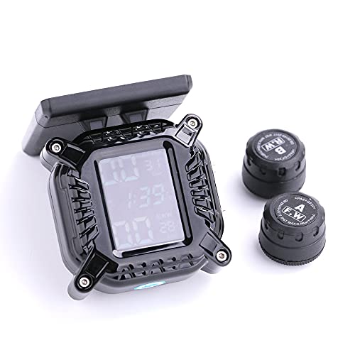 ZALAGA TPMS Motocicleta Moto Motor Scooter NeumáTico Sistema de Monitoreo de NeumáTicos con Pantalla Solar TMPS Impermeable en Tiempo Real