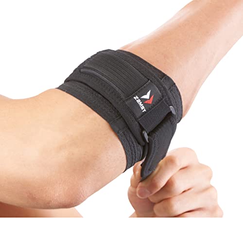 ZAMST ELBOW BAND Codera Deportiva – Soporte para Codo de Compresión Ajustable para el Dolor Lateral y Medial – Banda para Tendinitis de Codo – Codo de Medio