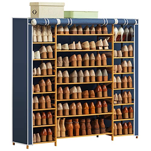 Zapatero Simple De Bambú, Zapatero Económico para El Hogar con Puerta Multicapa, Estantes De Almacenamiento para Dormitorios A Prueba De Polvo, Cubierta De Tela Oxford, Gran Capacidad