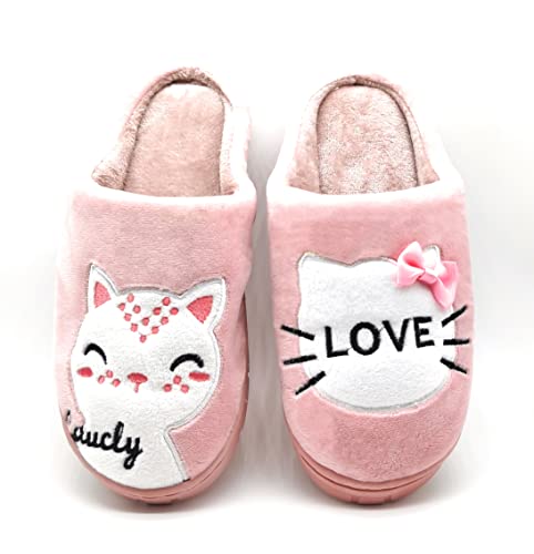 Zapatilla CASA Mujer de Invierno Antideslizantes Algodón Pantufla Peluche Rosa 38/39