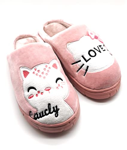 Zapatilla CASA Mujer de Invierno Antideslizantes Algodón Pantufla Peluche Rosa 38/39