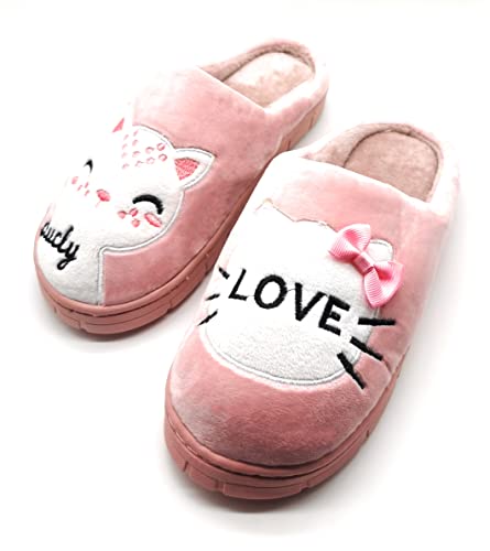 Zapatilla CASA Mujer de Invierno Antideslizantes Algodón Pantufla Peluche Rosa 38/39