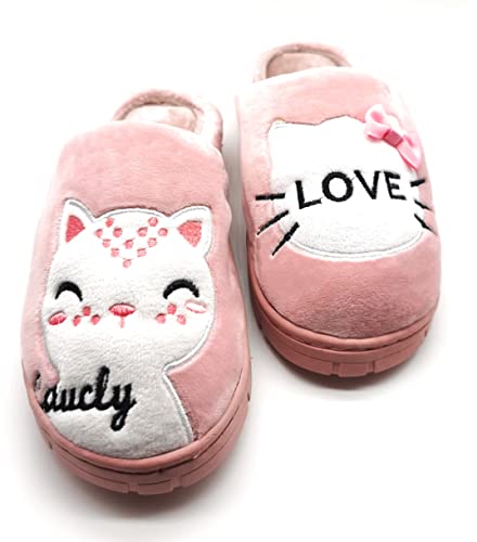Zapatilla CASA Mujer de Invierno Antideslizantes Algodón Pantufla Peluche Rosa 38/39