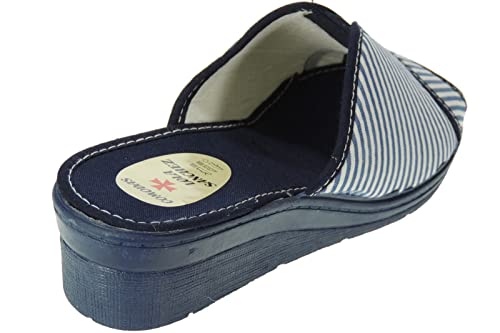Zapatilla Mujer de Casa y Verano en Cuña de 4CM - Descalza - Marca [Lola Sánchez] - Punta Abierta - Hechas en España Rallas Talla 37