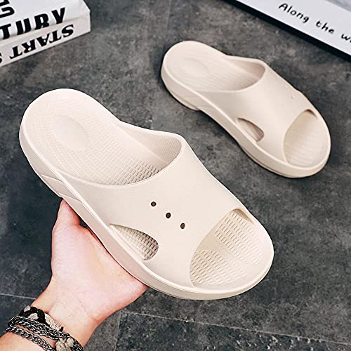 Zapatillas Casa Chanclas Sandalias Zapatillas De Masaje Unisex Deslizantes En Parejas Transpirables Diapositivas Antideslizantes Sandalias De Suela Gruesa Hombres Mujeres-Gray_42-43