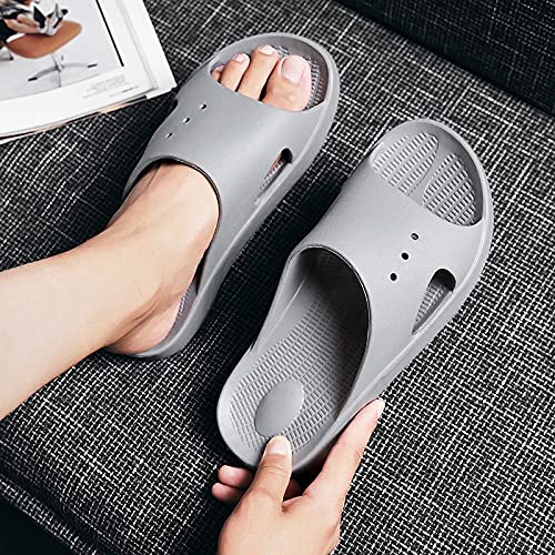 Zapatillas Casa Chanclas Sandalias Zapatillas De Masaje Unisex Deslizantes En Parejas Transpirables Diapositivas Antideslizantes Sandalias De Suela Gruesa Hombres Mujeres-Gray_42-43