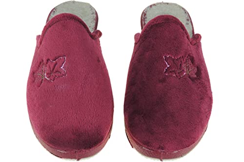 Zapatillas Chinelas Destalonadas para Casa y con Cuña de 3Cm de Invierno para Mujer - Planta Antómica - Piso Reforzado con Crepelina - Marca [Lola SÁNCHEZ] Burdeos Talla 39