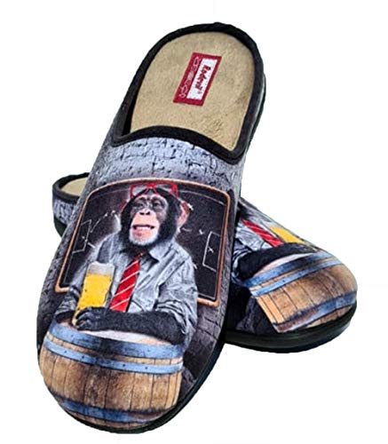 Zapatillas cómodas andar por casa graciosas originales divertidas - Mono cerveza (43 EU, numeric_43)