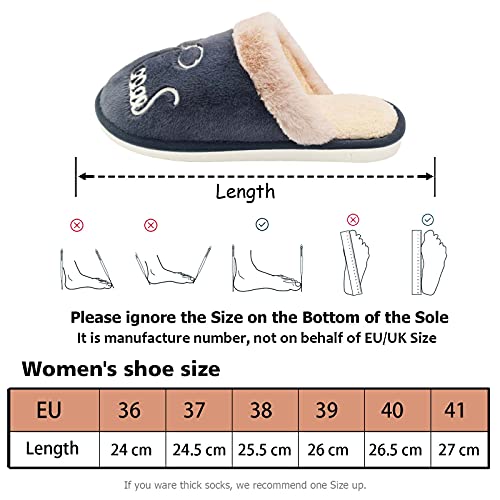 Zapatillas De Casa Para Mujer De Invierno, Zapatillas De Casa De Mujer Con La Memoria De Goma Zapatillas De Casa Antideslizantes Para Interior Y Exterior,Cómoda Y Suave