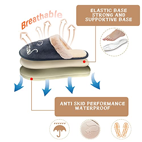 Zapatillas De Casa Para Mujer De Invierno, Zapatillas De Casa De Mujer Con La Memoria De Goma Zapatillas De Casa Antideslizantes Para Interior Y Exterior,Cómoda Y Suave
