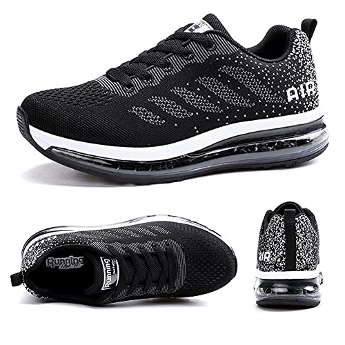 Zapatillas de Deportes Hombre Mujer Zapatos Deportivos Aire Libre para Correr Calzado Sneakers Gimnasio Casual(833-BK40)