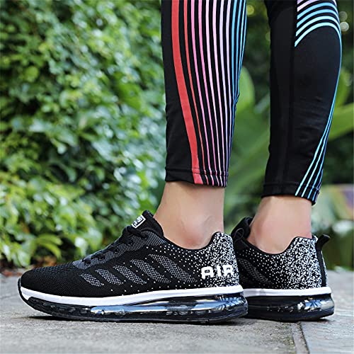 Zapatillas de Deportes Hombre Mujer Zapatos Deportivos Aire Libre para Correr Calzado Sneakers Gimnasio Casual(833-BK40)