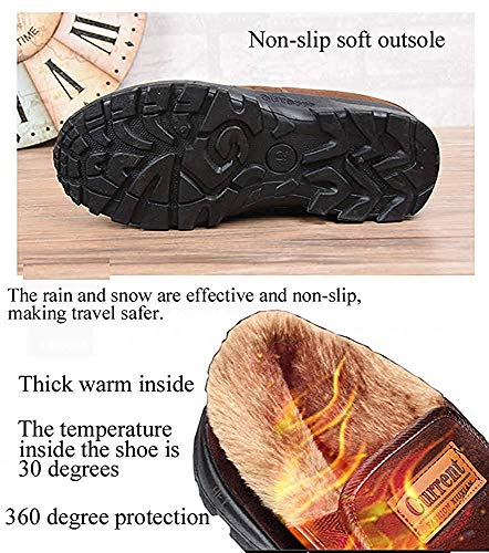 Zapatillas de Estar por casa Hombre Wool Lined Suede Mocasín Forro cálido Invierno,Marrón Oscuro,43 EU,26.5 CM Talón a la Punta del pie